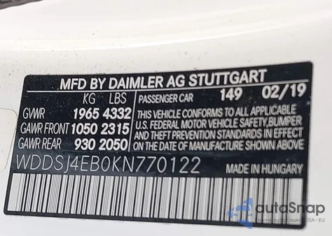 2019 Mercedes-Benz Cla 250 z USA, uszkodzony, nr VIN WDDSJ4EB0KN770122